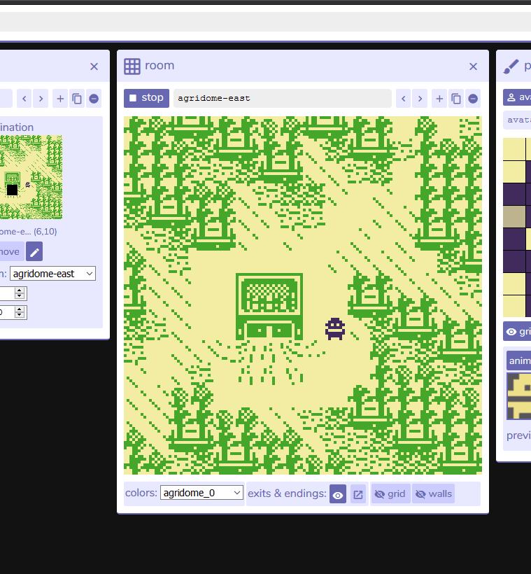 Screenshot of agri dome area. Ludum Dare 46 - Keep It Alive - Mind Cauldron game concept